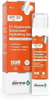 1% Hyaluronic Sunscreen Hydrating Gel SPF 50 PA++++ | Panthenol & Ceramide Complex for Dry & Sensitive Skin, Lightweight, No White Cast, UVA/UVB Broad Spectrum, Blue Light Protection, 50g
