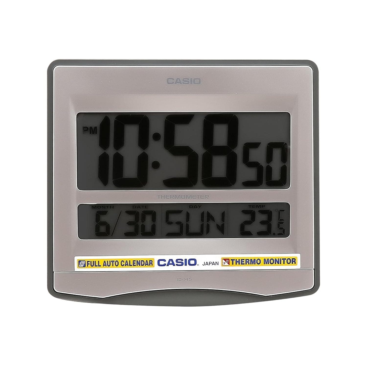 Casio Abstract Themed Digital Wall Clock - Silver (ID-14-8DF)