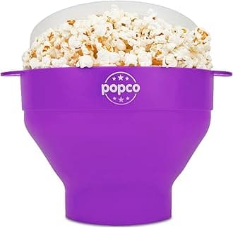 The Original Popco Silicone Microwave Popcorn Popper with Handles, Silicone Popcorn Maker, Collapsible Bowl Bpa Free and Dishwasher Safe - 15 Colors Available (Purple)