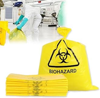 Biohazard Waste Bags, Disposable Infectious Safety Bag, Puncture Resistant, 30 Gal Capacity, 1.97 mil, 50 mircon, 32"x 24"(10 PCS)