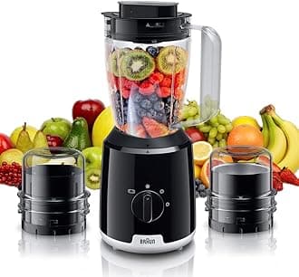 Braun PowerBlend 1 Jug Blender 600 W, 1.2 L blender, TriAction Technology, 2 Mills, 3 way protection 2 speeds + ice crush/pulse - Black - JB 1023 BK