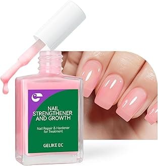 Nail Repair Protein for Thin Nails: Gelike EC 6 in 1 Natural Nail Strengthener Hardener Extra Strong and Growth - Long Lasting Polish and Fast Dry for Damaged Weak Splitting Treatment（(Pink 15ml)