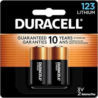 Duracell CR123A 3V Lithium Battery, 2 Count Pack, 123 3 Volt High Power Lithium Battery, Long-Lasting for Home Safety and Security Devices, High-Intensity Flashlights, and Home Automation