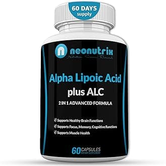 Alpha Lipoic Acid Plus Acetyl L-Carnitine Antioxidant Supplement ALA ALC for Healthy Brain Function & Muscle Strength, Focus, Memory & Cognitive Function for Women & Men - 60 Capsules by Neonutrix