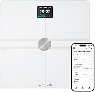 Body Comp -Advanced smart body scale with body composition- BMI, visceral fat readings, Cardiovascular and nerve health assessment, Battery life upto 15 months and upto 8 users- White.