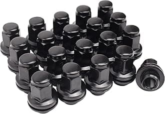 Set of 20, 14x1.5mm OEM Style Factory 1.85 Inch 7/8 22mm Hex Mag Washer Lug Nuts Compatible with Sequoia Landcruiser Tundra Lexus LX Black