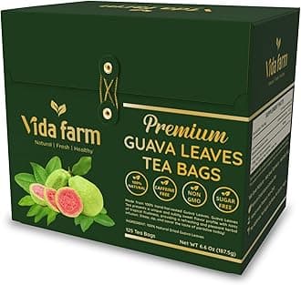 VIDA FARM 125 Premium Guava Leaf Tea Bags, Zero Sugar Tea, Handpicked, 100% Pure and Natural Guava Leaves, Non-GMO, No Caffeine, Gluten-Free, Vegan