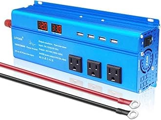 LVYUAN 1000 Watt Pure Sine Wave Inverter 12V to 110V 120V DC to AC with LED Display, 3 U.S. Outlet, USB Charger Ports, Car Power Inverter for Vehicles, RV, Outdoor, Home