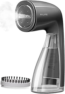 HiLIFE Steamer for Clothes, 1100W Clothes Steamer with Large 300ml Tank, Handheld Clothing Steamer, Fabric Wrinkle Remover, Portable & Compact Travel Size Garment Steamer ONLY FOR 120V (Grey)