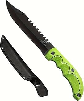 KHU 440C Steel Fixed Blade Hunting Knife - Full Tang Survival Utility knife with Sheath, PP & TPR Handle Bushcraft Camping Knife for Outdoor Fishing, Hiking & Garden trees Multi-tool