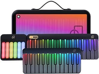 Smart Piano Keyboard,59-Key Digital Piano for Beginners,Rainbow LED Lights&Free Apps,256 Voices,100+ Auto Chords,MIDI Support,Learning Portable Keyboard,Gift for Birthdays or Holidays