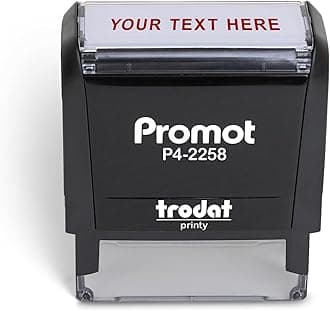 Promot Self Inking 1 Line Custom Stamp - Personalized Name Stamp for Office, Teacher, Address & Business Label Stamp - Choose Font, Ink Color, Pad, Self Inking for Personal & Professional Use - Large