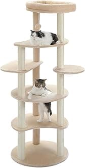 PETEPELA Cat Tower, Slim, For Large Cats, Cat Tower, For Multiple Heads, Stylish, Cute, Interior, Stationary, Hemp Twine, Claw Sharpener, Toy, Compact, Space-Saving, Popular, Eliminates Lack of