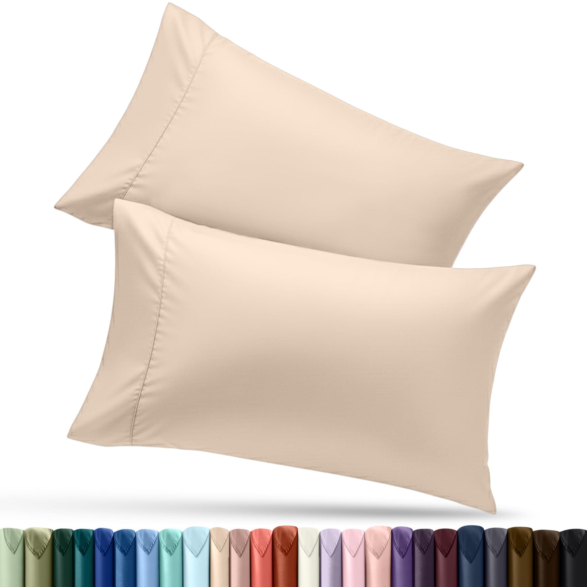 Utopia Bedding Standard Pillow Cases - 2 Pack - Envelope Closure - Soft Brushed Microfiber Fabric - Shrinkage and Fade Resistant Pillow Covers Standard Size 20 X 26 Inches (Standard, Beige)