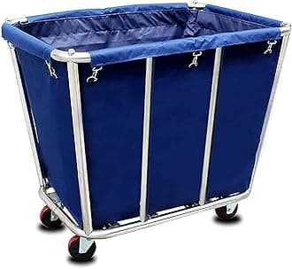 Commercial Laundry cart with wheels,10 Bushel Large Industrial Rolling Laundry Hamper with Waterproof Lining,Home Heavy Duty Laundry Baskets with Stainless Steel Frame, 260 LBS Load