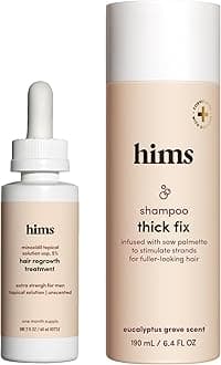 hims Thick Fix Thickening Shampoo & 5% Minoxidil Treatment Serum - Saw Palmetto & Minoxidil Serum - For Strengthening Hair Growth - Paraben-Free & Sulfate-Free - Eucalyptus Grove Scent