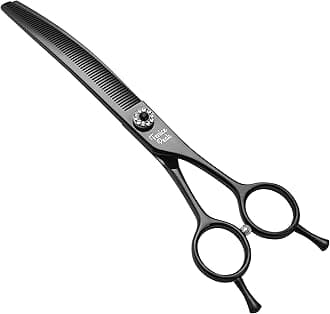 Fenice Peak Professional Dog Grooming Scissors Pet Curved Thinning Scissors 7.0 Inches Extremely Sharp Blade 440C Steel Thinning Scissors Durable Smooth Movement and Fine Cut for Dogs and Cats (Black)