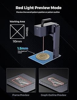 GWEIKE G2 20W Laser Engraver with Chuck & Roller Rotary, Fiber Laser Engraver Machine,110x110mm Working Area, 15000mm/s Speed Portable Laser Marking Machine for Metal, Jewelry, Leather, Dog Tags