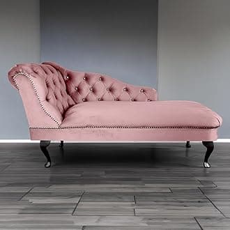 RegentTufted Chaise Lounge Sofa & Seating Handmade Velvet Living Room Bedroom Hallway Black Accent Chair (Left Hand, Pink)