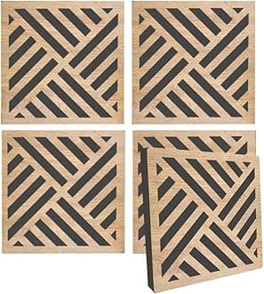 Arrowzoom 4 Diffuse PRO Acoustic Wooden Panel Absorb Sound Reduction Recording High-Density Fire Retardant Euroclass E NRC 0.64 up to 5000Hz Scattering Range Diagonal Stripes Design 29x29x1cm 1308