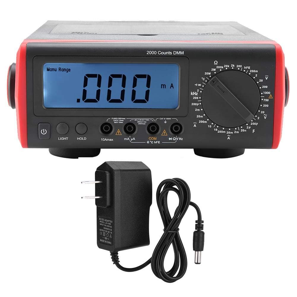 Desktop Type Digital Multimeter, UT801 Desktop Type LCD Display Digital Multimeter Thermometer 1999 Counts(US Plug 110V)