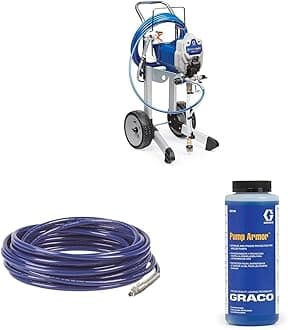 Graco17G180 Magnum ProX19 Cart Paint Sprayer, Blue & White & 247340 1/4-Inch Airless Hose, 50-Foot, Feet & 243104 Pump Armor, 1-Quart