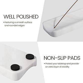 Koville Marble Incense Holder, Incense Holder for Sticks, Incense Sticks Holder Ash Catcher for Meditation Yoga SPA, Natural Stone Incense Burner, Home Table Decor (White)