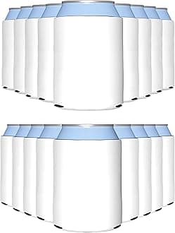 PartyPrints 25 Pack White Blank Can Cooler Sleeves, Customizable Bulk Sublimation Insulated Foam for Beer, Collapsible Plain Drink Holder, Cold Soda Insulator, 12oz Regular, 16oz Tall Cans