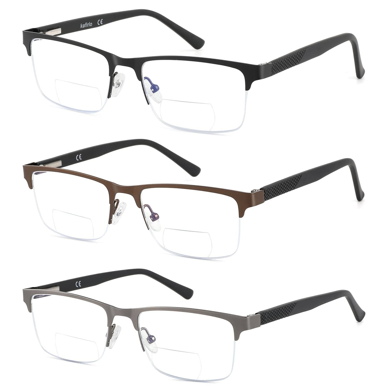 Bifocal No Line Progressive Multifocus Reading Glasses Men Multifocal Reader Blue Light Computer Metal Frame Eyeglass