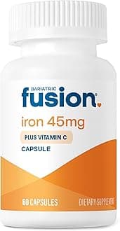 Bariatric Fusion Iron Supplement 45mg with Vitamin C | 1 Per Day | Vitamins for Women and Men | Gluten, Dairy and Soy Free | Non-GMO | 60 Count