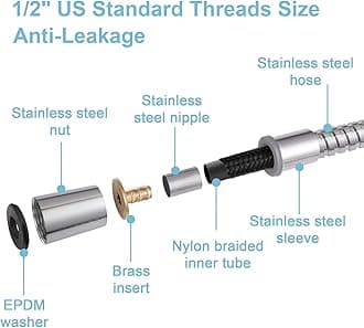 OFFO Shower Hose, 100 Inch Bidet Hose High Pressure Explosion Proof Toilet Hose for Bidet Sprayer Stainless Steel Electroplating Handheld Shower Hose Flex Hoses with Woven Inner Tube, Chrome