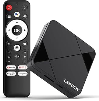 Android 14 TV Box 2025, LEFFOT 4K Ultra HD Streaming Device for TV, 2GB RAM + 16GB ROM, Smart TV Box with Voice Remote, HDR10, 2.4G & 5G WiFi 6, BT 5.4, 100M Ethernet, USB 3.0, RK3518 Quad Core A53