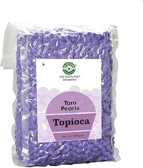 Tea Planet Tapioca Pearls – Taro Flavored Boba – 500g | Instant-Ready Chewy Pearls for Bubble Tea, Milk Tea, Smoothies, Mocktails, Ice Cream & Desserts | Vegan-Friendly, Non-GMO & Easy to Prepare for Café & Home Use (500gms, Taro)