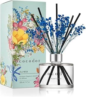 Cocodor Flower Reed Diffuser, 6.8 oz (200 ml), Pure Cotton, Room Fragrance