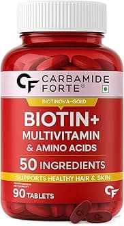 Carbamide Forte Biotin Tablets for Hair Growth | Biotin Supplement with 50 Multivitamin Ingredients for Women & Men | Hair Supplements for Women & Men | Hair Growth Tablets - 90