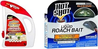 Spectracide Bug Stop Home Barrier Indoor & Outdoor Insect Control with Flip & Go Sprayer & Hot Shot Liquid Roach Bait, 6 Count