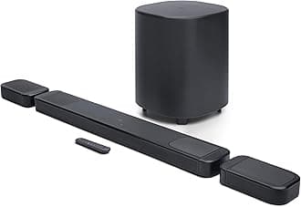 JBL Bar 1000MK2-7.1.4 Channel soundbar System with Detachable Surround Speakers, MultiBeam 3.0, Dolby Atmos and DTS:X, 480W RMS with 10" Sub & Works with Voice Assistant-Enabled Speakers (Black)