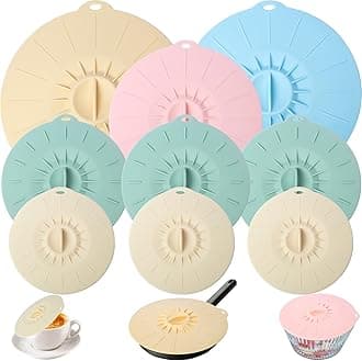 9 Pack Silicone Lids, Microwave Splatter Covers - Reusable, Heat Resistant Lids (5 Sizes) for Bowls, Cups, Plates, Pots, Pans & Skillets - Stovetop, Oven, Fridge & Dishwasher Safe
