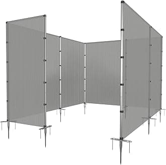 PATIO Outdoor Privacy Fence with Stainless Steel Poles Dog Fencing for Deck Backyard Yard Freestanding Removable Privacy Fence Barrier Garden Chicken Fence with Spikes Hollow Grey 6'x19'