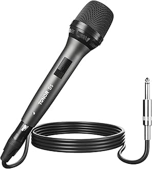 TONOR Professional Vocal Microphone for Singing, Dynamic Handheld Wired Karaoke Mic, Cardioid Studio Microfono with 450 cm XLR to 1/4" Cable, for Speakers/Mixer Machine/Amp/Speech/Karaoke, D5