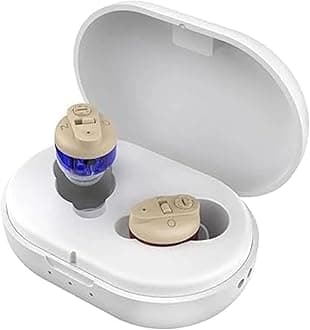 Balson AG-7901 Rechargeable Hearing Aids - Clear Sound, Sleek Design, Magnetic Charging - Ideal for Seniors for Both Ear in Red and Blue Color (With Dry Kit)