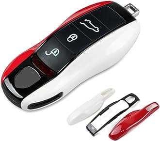 Red Black White Key Fob Cover Compatible with Porsche Key Shell Key Fob Shell Replacement Compatible with Porsche Cayenne Panamera 911 718 Macan Boxster Cayman Old Style