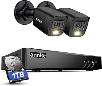 ANNKE E200 5MP CCTV Camera System, 4 Channel 2K Surveillance DVR with 2x 1080p Outdoor Bullet Cameras and 1TB Hard Drive, Guard Your Home & Business 24/7
