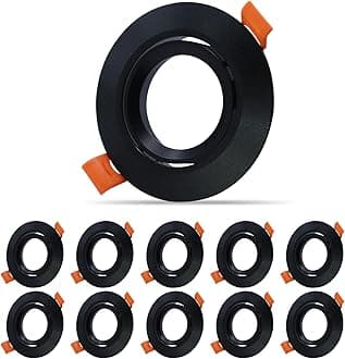 Recessed Spotlight Frame Gu10 GU5.3 MR16 Light Fitting with MR16 Light Sockets Cut Out 70mm (Black-10pack)