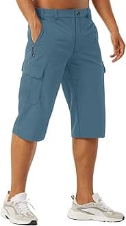 EKLENTSON Men's Workout Shorts Quick Dry Gym Hiking Shorts Zipper Pockets Lightweight Athletic 3/4 Capri Pants for Men