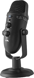 Cyber Acoustics Professional USB Microphone with Dual Recording Patterns - 24-bit Recording with Zero Latency Monitoring - Compatible with PC and Mac (CVL-2230)