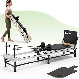 PAETA Pilates Reformer, 91" Foldable Reformer Pilates Machine with Adjustable Reformer Heights, Pilates Equipment with Piano Wire Spings and Jump Boards