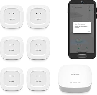 Water Leak Starter Kit: Hub + 6 Leak Sensor 1 (Silent), LoRa Long-Range, App/SMS/Email Alerts, D2D Offline Triggers, 2 AAA Up to 5-Year Battery, Compatible with Alexa/IFTTT/Home Assistant