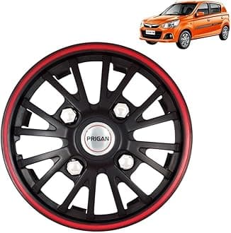 Prigan Alto K10 Black Red 13 Inch Wheel Cover Universal for All Cars Having 13 Inch Wheel (Available in 12,13,14 Inch) (Set of 4 Pcs) (Press Fitting) Model- Power GT Red-13