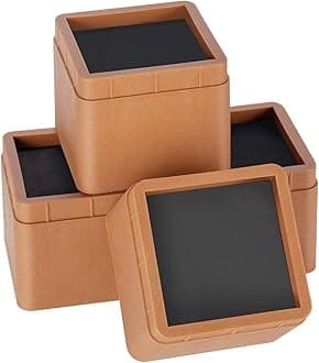 BTSD-home Adjustable Heavy Duty Bed Risers 3 Inch Stackable Bed Frame Riser Lifter 4 Pack Dark Brown